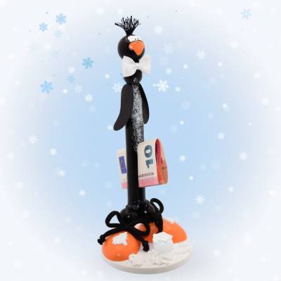 Originelles Geldgeschenk: Handgefertigte Pinguin-Holzfiguren – Kreative Geschenkidee für Geburtstag und Weihnachten