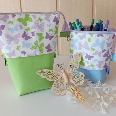 Popup-Mäppchen, Stiftemäppchen, Pencilcase - Schmetterlinge lila