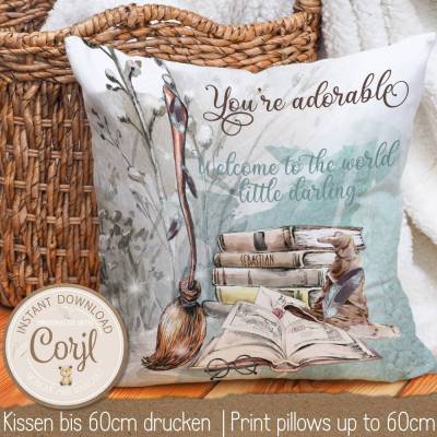 Kissen & Poster Druck Vorlage • Zauberschule Geschenk für Kinder-Zimmer Bilder | 1004