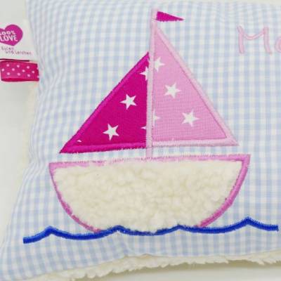 Segelschiff Segelboot Boot Schiff Taufkissen Kuschelkissen Kindergartenkissen Geburtsgeschenk 