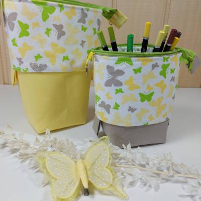 Popup-Mäppchen, Stiftemäppchen, Pencilcase - Schmetterlinge gelb