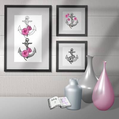 Digiset und Plott Blumen Anker