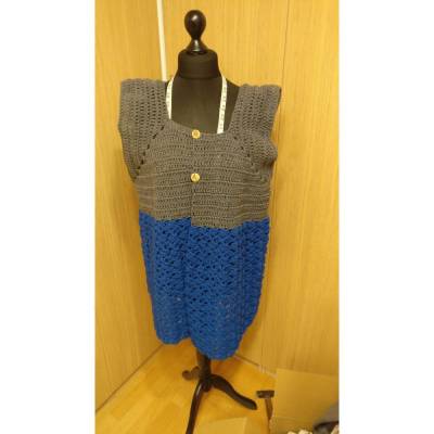 Cardigan gehäkelt "Grey Sky" gehäkelt, ärmellos