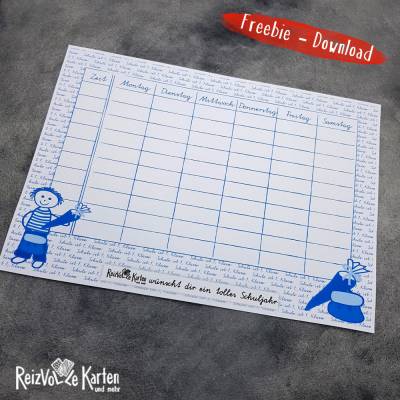Freebie Stundenplan Junge - Download zum Ausdrucken