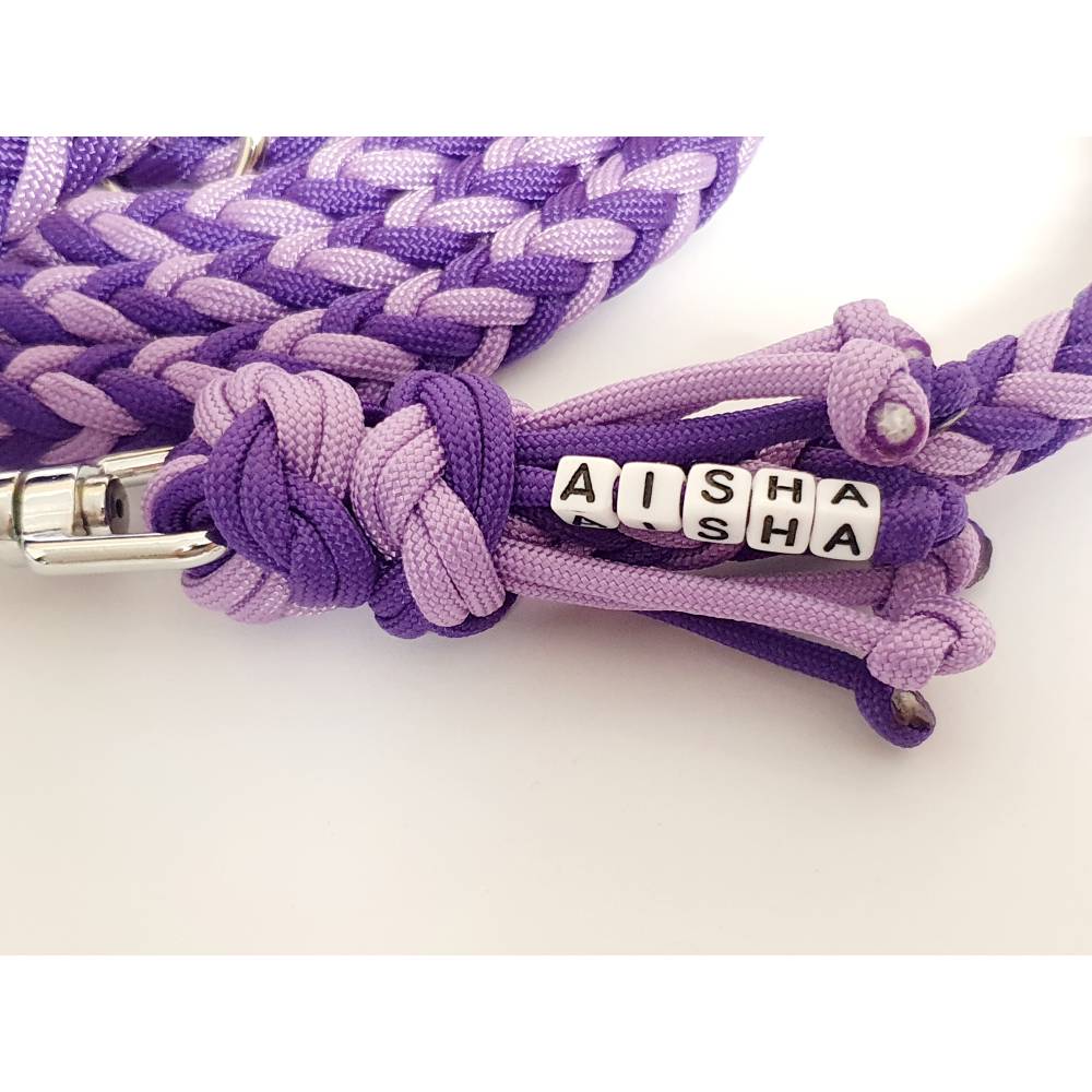 Hundeleine mit Name oder Wunschtext, Leine aus Paracord verstellbar o.  Handschlaufe in Wunschfarben, verschiedene Lngen