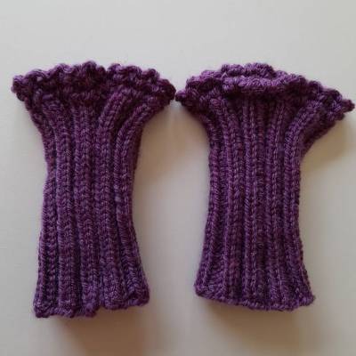 Pulswärmer, Armstulpen, fingerlose Handschuhe, gestrickt, lila