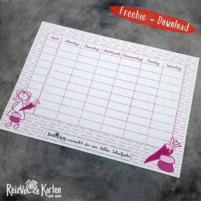 Freebie Stundenplan Mädchen- Download zum Ausdrucken