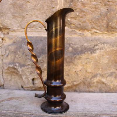 Brutalist Vase Krug Eisen massiv Vintage Boho Grabenkunst DDR Unikat
