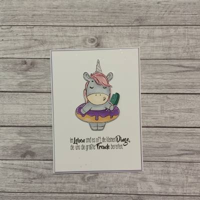 Grußkarten / Glückwunschkarten zu verschiedensten Anlässen, „ Ein Einhorn mit Eis zum Geburtstag“, Handarbeit