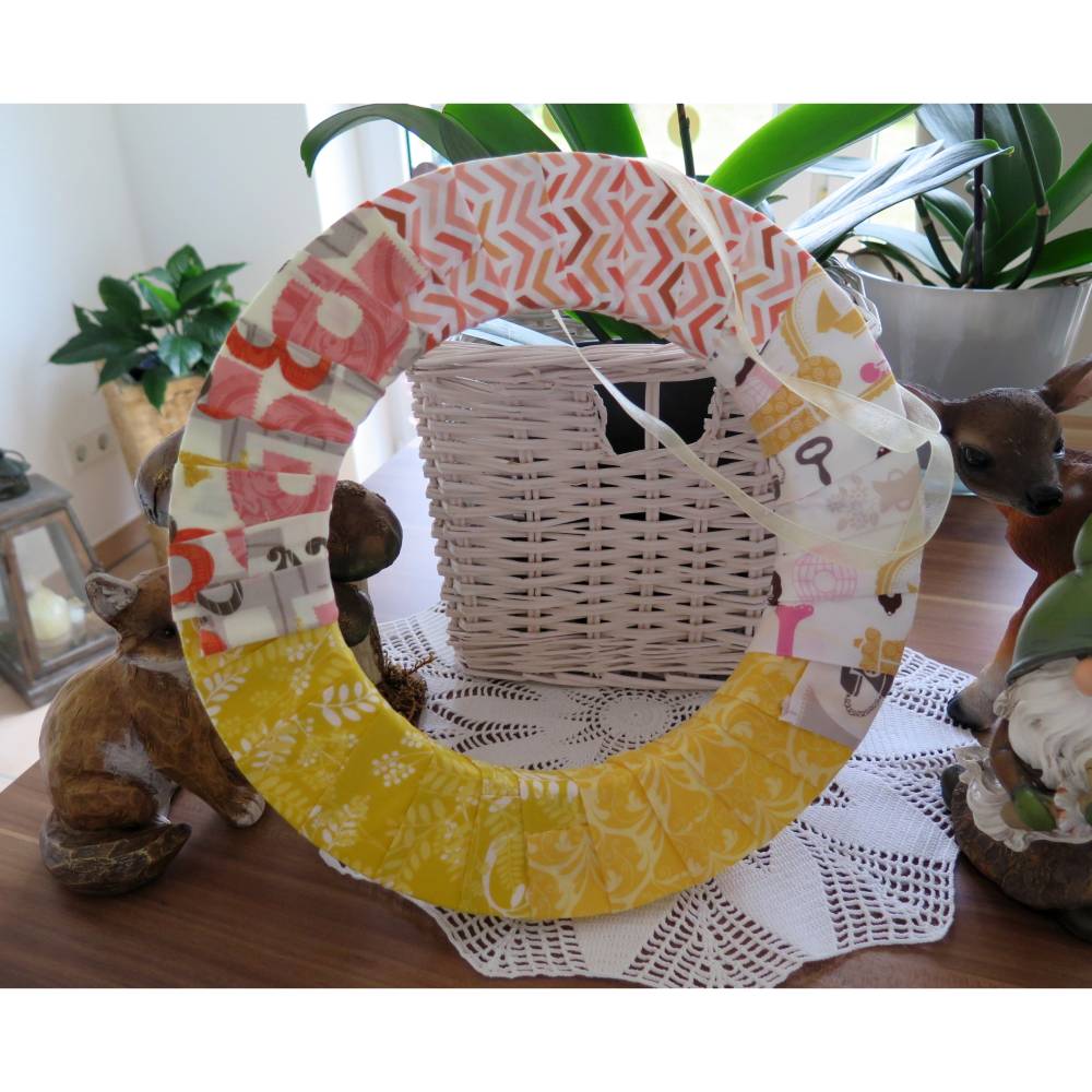 Türkranz ganzjährig Landhaus Patchwork Kranz Deko Einzelstück