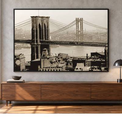 Brooklyn Bridge New York 1908 KUNSTDRUCK historische schwarz weiß Fotografie sepia Vintage Bilder