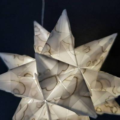  Origami Bastelset Bascetta 10 Sterne transparent mit Herzen 5,0 cm x 5,0 cm