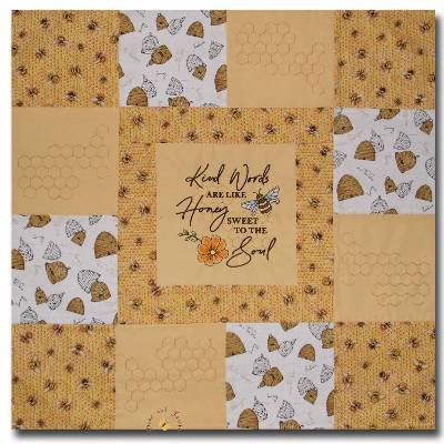 Bestickte Tischdecke Honigbienen Bienenkörbe Mitteldecke Tischläufer Patchworkdecke Geschenkidee Bienenliebhaber 