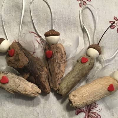 Mini Treibholz Schutzengel, Schwemmholz, Glücksbringer, Engel, Schutzengel
