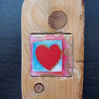 Holzbild mit Fliese  * Love * aus Palettenholz und handgefertigter Fliese