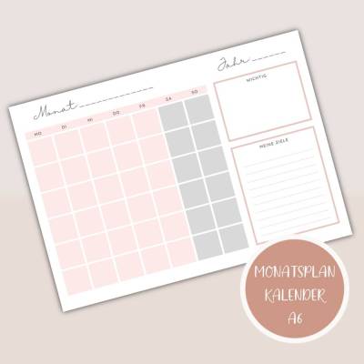 Monatsplan, Monatsplaner zum Ausdrucken A4 | Planer&Listen Printables