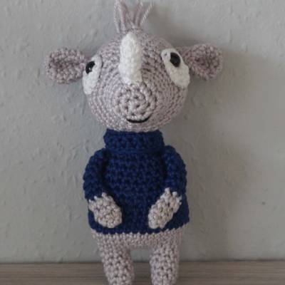 Amigurumi Nashorn Nico   Häkeltier Kuscheltier 100%Baumwolle  amigoll9  Handarbeit