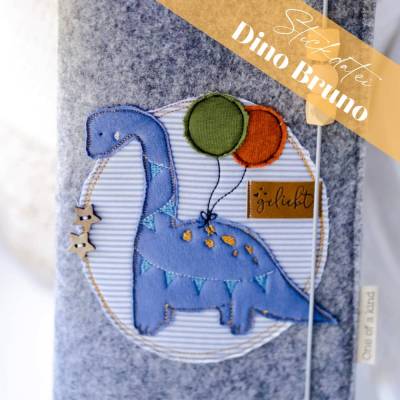 Stickdatei "Dino Bruno" mit zwei verschiedenen Versionen für die Stickmaschine!