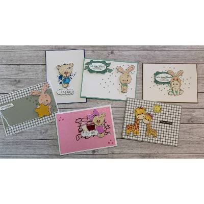 Grußkarten / Glückwunschkarten „niedliche Grüße zur Geburt eines Babys“, für Mädchen & Jungen, Handarbeit