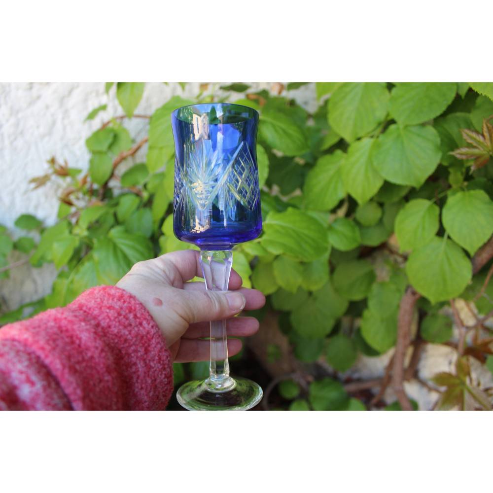 5er Set Sektgläser Römer 24 % Bleikristall bunt geschliffen Vintage 50er 60er Jahre Lausitz Glas