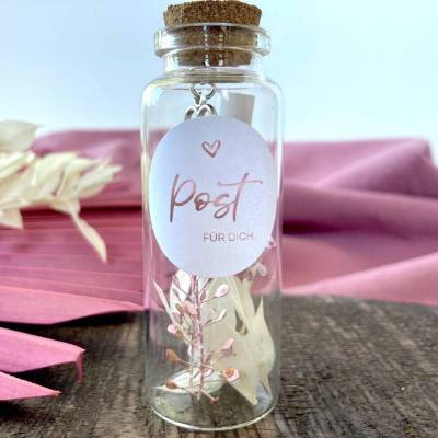 Flaschenpost Patentante Geschenk, beste Patentante der Welt, Geschenk Patin, Trockenblumen,
