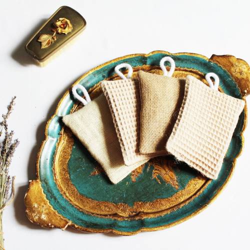 Spülschwamm Schrubschwamm mit Aufhänger Sand Kamel zerowaste wiederverwendbar Spültuch Putzschwamm 3lagig Baumwolle & Ju