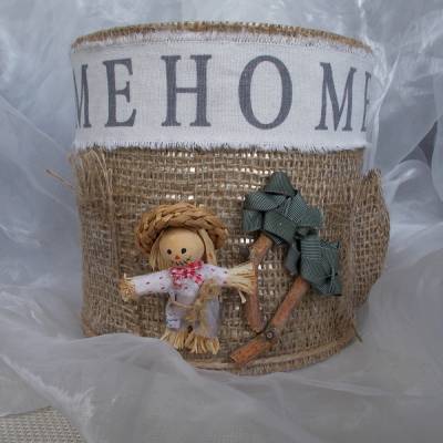 Blumentopf Übertopf Tischeimer Geldgeschenk  Happy Scarecrow HOME Jute beige