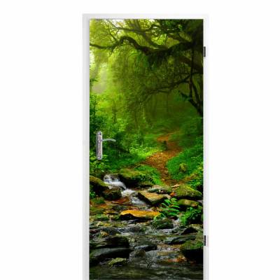 selbstklebendes Türbild - Waldweg 0,9 x 2 m (16,66 €/m²) - Türtapete Türposter Klebefolie Dekorfolie