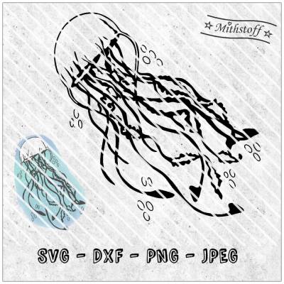 Plotterdatei - Qualle - maritim - Meer - Strass - PNG - Jpeg - SVG - DXF - Datei - Mithstoff