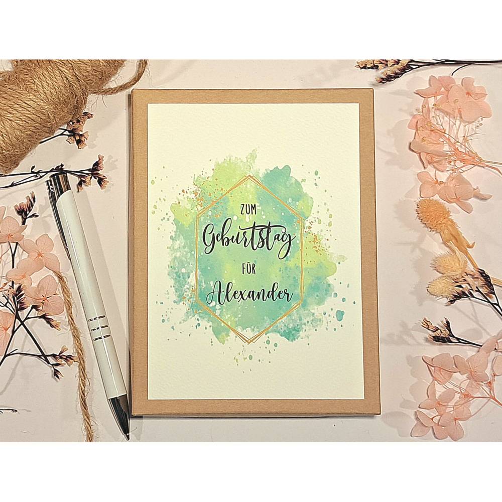 Personalisierte Geldgeschenkbox zum Geburtstag für Künstler – Kreative Geschenkidee mit Glückwunschkarte & Leinensäckchen Bild 1