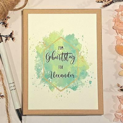 Personalisierte Geldgeschenkbox zum Geburtstag für Künstler – Kreative Geschenkidee mit Glückwunschkarte & Leinensäckchen