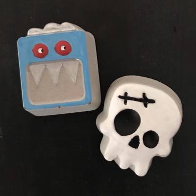 Coole Magnete aus Beton, Kühlschrankmagnete, Roboter und Totenkopf, 3 cm