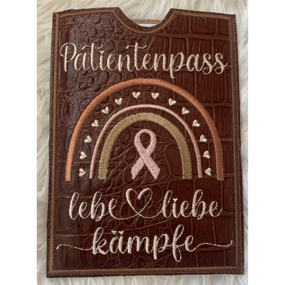 Stickdatei Stickmuster * Brustkrebs Regenbogen Schleife / lebe liebe kämpfe * 744 Maschinenstickerei Krebs Bild 2