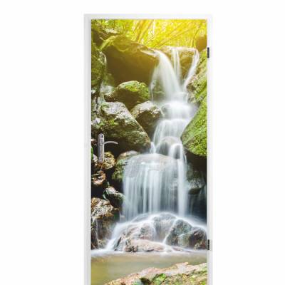 selbstklebendes Türbild - Wasserfall 0,9 x 2 m (16,66 €/m²) - Türtapete Türposter Klebefolie Dekorfolie