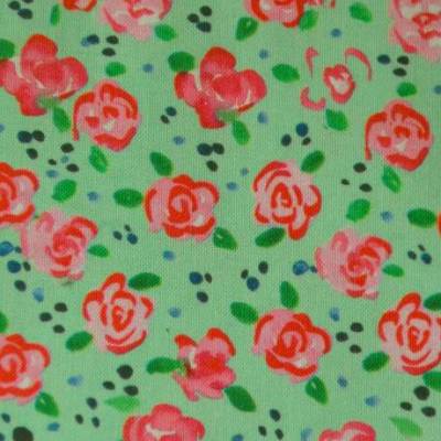 kleine Röschen auf mintfarbenem Baumwollstoff 50 cm x 112 cm Patchwork