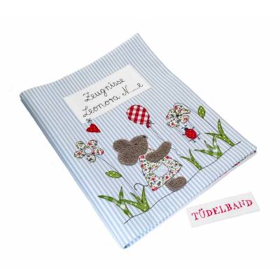 Zeugnismappenhülle Hefthülle ...kleine Blumenwiese...hellblau...geblümt...