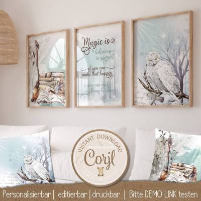 Wizards Zauberschüler Poster • Editierbar & Druckbar • Kinderzimmer Bild mit Name • DIY  | 1004