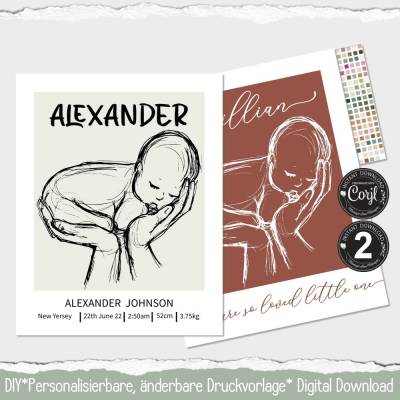 Lebensgröße Babyposter personalisiert • Baby Deko • DIY • Editierbar & Druckbar | 2 | 1002