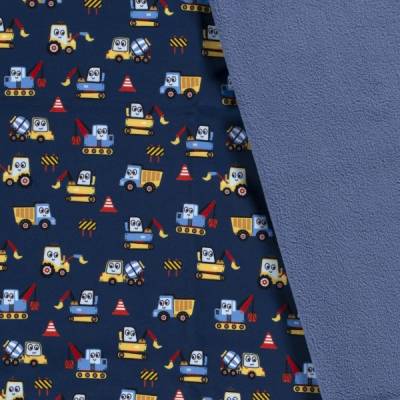 Softshell Baustellenfahrzeuge mit Fleece -  Abseite indigoblau Oeko-Tex Standard 100 ( 1m/16,00€ )