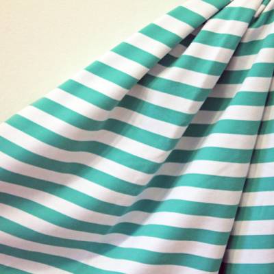 0,5m Lillestoff Bio-Sweat Blockstreifen mint/weiß