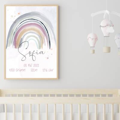Geburtstafel - Geburtsposter *Regenbogen* A4 (1)