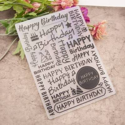 Happy Birthday Prägeschablone Embossing Folder DIY Papier Karten Basteln