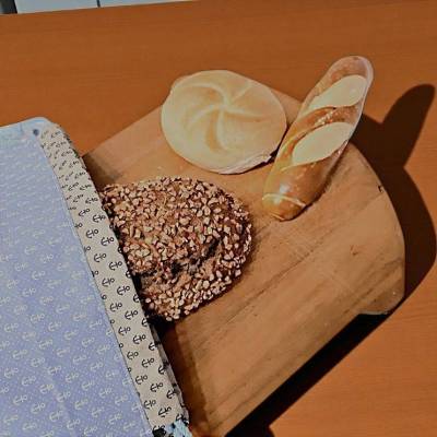 Brotbeutel aus Baumwolle mit Zugband blau mit Anker in 2 Größen