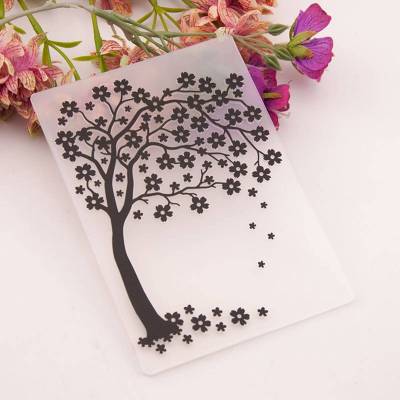 Baum mit Blumen Prägeschablone Embossing Folder Tree Flower DIY Papier Karten