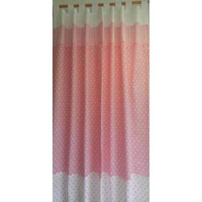 Kindergardine,Schlaufengardine in versch. Mustern rosa/weiß