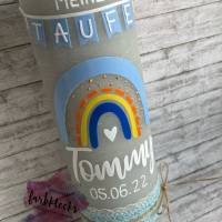 Taufkerze Rustik Regenbogen