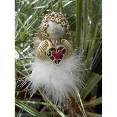 Engel  Glücksbringer Schutzengel goldfarben Weihnachtsengel Anhänger aus Nudeln