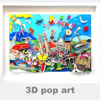 München Bayern 3D pop art bild konstruktion kunst bunt limitiert geschenk personalisierbar fine art wandbild