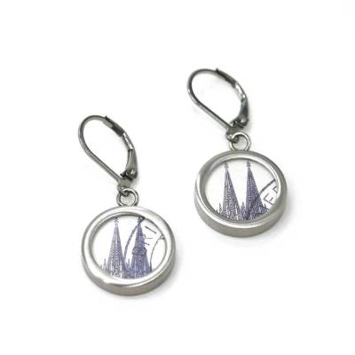 Ohrhänger mit original Briefmarken // Kölner Dom // Schwarz-Weiß // Edelstahl // Hochglanz // Geschenk zur Hochzeit
