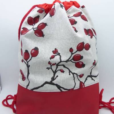 Rucksack Hagebutten mit Kunstlederboden, Unikat